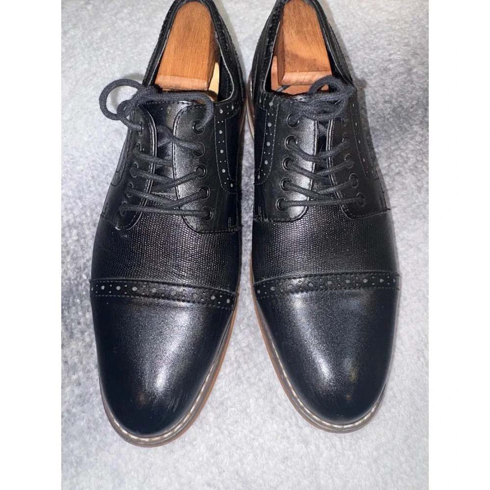 Bar III Parker Mens Black Leather Cap Toe Brogue Oxford Dress Shoes Size 8.5